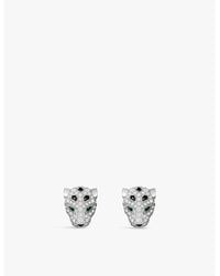 Cartier - Panthère De 18Ct- 0.61Ct Brilliant-Cut Diamond, Emerald And Onyx Stud Earrings - Lyst
