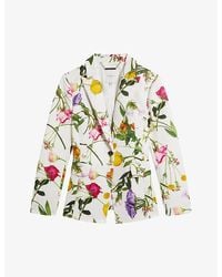 Ted Baker - Ziaah Floral-print Single-breasted Woven Blazer - Lyst