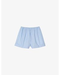 Sandro - Frilled-waistband Striped Cotton Shorts - Lyst
