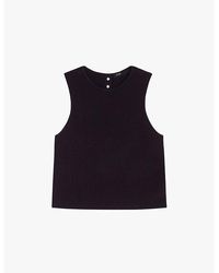 Maje - Round-Neck Sleeveless Knitted Crop Top - Lyst