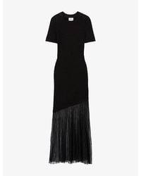 Claudie Pierlot - Short-Sleeved Ribbed Knitted Maxi Dress - Lyst