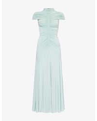 Alaïa - Flared Ruched Stretch-Woven Maxi Dress - Lyst