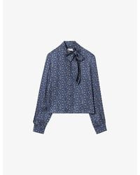 Claudie Pierlot - Paisley-Print Pussybow-Neck Woven Shirt - Lyst