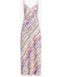 AllSaints - Bryony Melissa Graphic-print V-neck Recycled-polyester Maxi Dress - Lyst