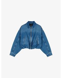Maje - Collared Elasticated-Hem Denim Bomber Jacket - Lyst