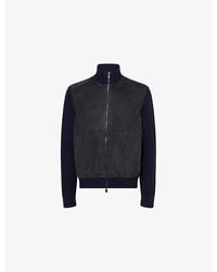 Corneliani - Contrast Knitted Suede And Wool Blend Jacket - Lyst