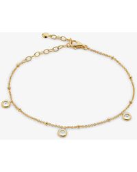 Monica Vinader - Mini Gem 18ct Recycled Yellow-gold Plated Vermeil Sterling-silver And White Topaz Bracelet - Lyst