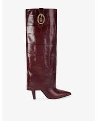 Kurt Geiger - Fold-Over Tall Patent-Leather Knee-High Boots - Lyst