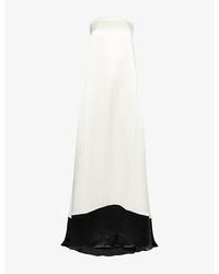 Abadia - Diana Strapless Satin Maxi Dress - Lyst