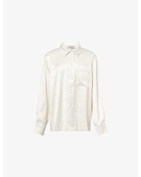 The Couture Club - Tie-Back Embroidered-Logo Satin Shirt - Lyst