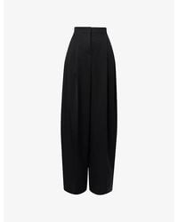 Mugler - Pleated Wide-Leg Wool Trousers - Lyst