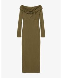 AllSaints - Delta Long-Sleeved Jersey Midi Dress - Lyst