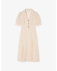 LK Bennett - Sophie Petite Polka-Dot Silk-Blend Midi Dress - Lyst
