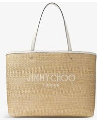 Jimmy Choo - Marli Logo-embroidered Raffia Tote Bag - Lyst