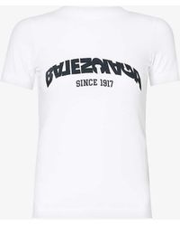 Balenciaga - Logo-embroidered Crewneck Stretch-cotton T-shirt - Lyst
