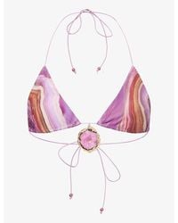 Jaded London - Quartz-Embellished Crystal-Pattern Triangle Bikini Top - Lyst