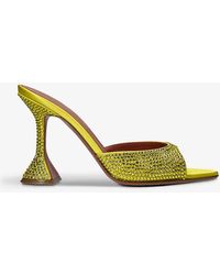 AMINA MUADDI - Caroline Crystal-embellished Satin Heeled Sandals - Lyst