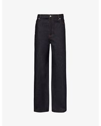 Loewe - Brand-patch Mid-rise Wide-leg Jeans - Lyst