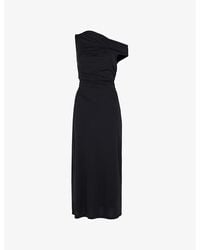 Whistles - Off-Shoulder Asymmetric Crepe Midi Dress - Lyst