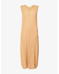 Pleats Please Issey Miyake - Zigzag Pleats Knit Midi Dress - Lyst