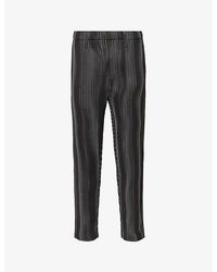 Homme Plissé Issey Miyake - Tweed Pleats Elasticated-waistband Tapered-leg Regular-fit Woven Trousers - Lyst