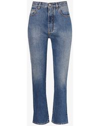 Alaïa - Structured-waist Contrast-stitch Straight High-rise Jeans - Lyst