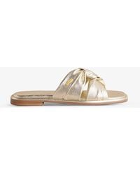 Ted Baker - Ashiyu Knotted Metallic-leather Sandals - Lyst