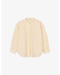 Sandro - Button-Embellished Pleated Cotton-Blend Shirt - Lyst