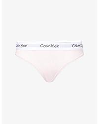 Calvin Klein - Icon Branded Cotton And Modal-Blend Thong - Lyst