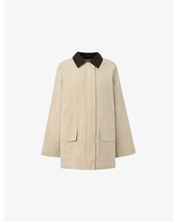 Whistles - Fern Contrast-Collar Waxed Jacket - Lyst