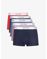 Calvin Klein - Logo-waistband Pack Of Five Stretch-cotton Trunks - Lyst