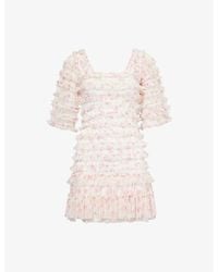 Needle & Thread - Rose Ditsy Frilled Woven Mini Dress - Lyst