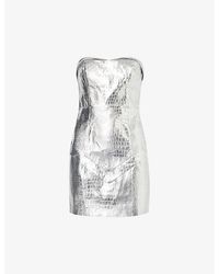 ROTATE BIRGER CHRISTENSEN - Croc-embossed Metallic Faux-leather Mini Dress - Lyst