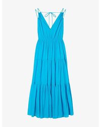 Whistles - V-Neck Sleeveless Cotton Maxi Dress - Lyst
