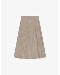 Claudie Pierlot - Stripe-pattern Cotton Midi Skirt - Lyst