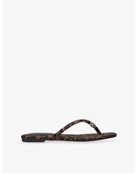 Steve Madden - Maliyah Leopard Flat Leather Sandals - Lyst