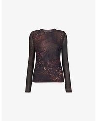 Whistles - Spotted Animal-Print Stretch-Mesh Top - Lyst