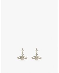 Vivienne Westwood Mini Bas Relief Silver-toned Brass And Crystal Drop Earrings - Metallic