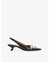 Marni - Kat Lace-Up Leather Slingback Courts - Lyst
