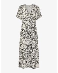 Whistles - Dandelion Floral-print Short-sleeve Woven Midi Dress - Lyst