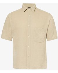 Oscar Jacobson - Short-sleeve Crepe Cotton Shirt - Lyst