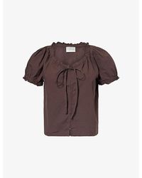 Deiji Studios - Scoop-Neck Short-Sleeve Cotton Top - Lyst