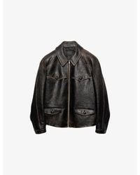 Prada - Collared Flap-Pocket Leather Jacket - Lyst