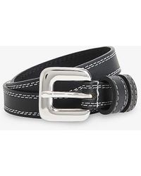 Whistles - Square-buckle Slim Leather Belt - Lyst
