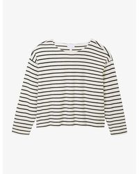 The White Company - Boxy-fit Striped Organic-cotton T-shirt - Lyst