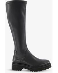 Dune Tyren Chunky-soled Knee-high Stretch Leather Boots - Black