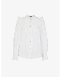 Whistles - Broderie-detail Frill-sleeve Cotton Top - Lyst