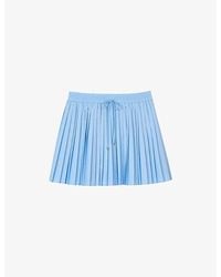 Sandro - Rhinestone-Embellished Pleated Woven Mini Skirt - Lyst