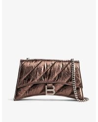 Balenciaga - Hourglass Leather Wallet On Chain - Lyst