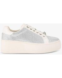 Carvela Kurt Geiger - Connected Crystal-embellished Leather Low-top Trainers - Lyst